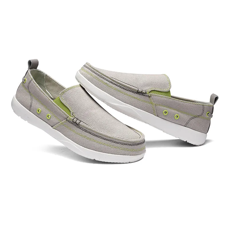 Mens Canvas Shoes Vintage Slip-on Loafers Flat Boat Shoes | runandup