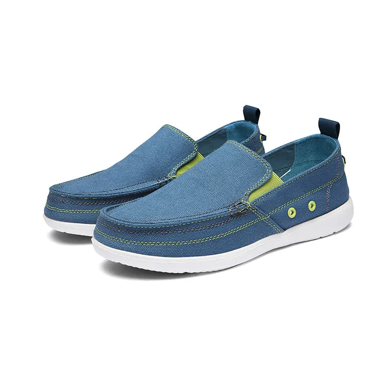 Mens Canvas Shoes Vintage Slip-on Loafers Flat Boat Shoes | runandup