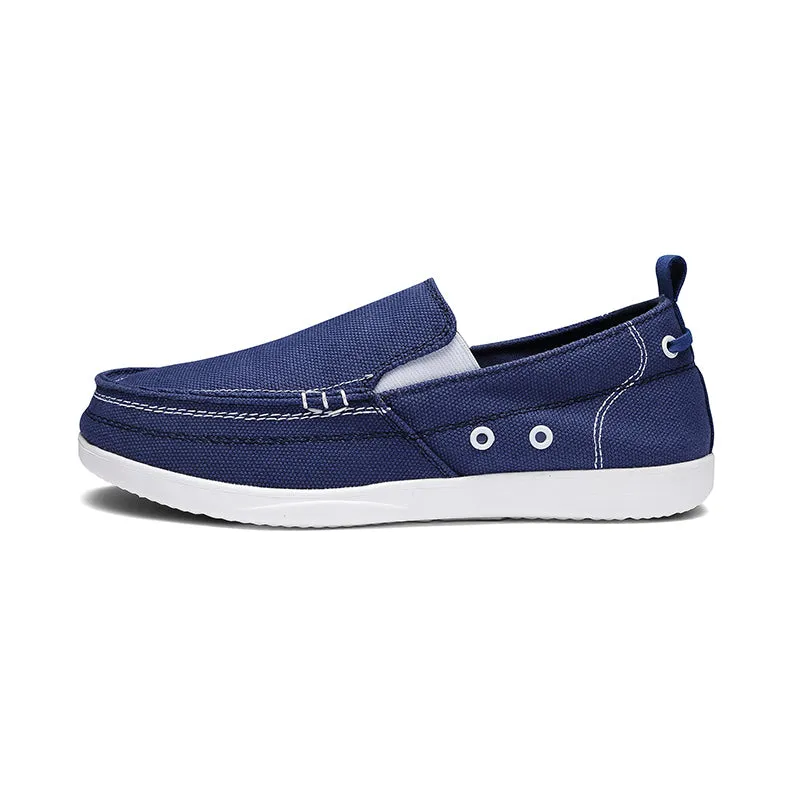 Mens Canvas Shoes Vintage Slip-on Loafers Flat Boat Shoes | runandup