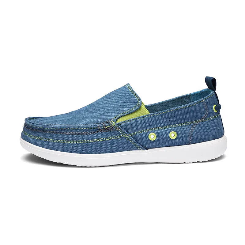 Mens Canvas Shoes Vintage Slip-on Loafers Flat Boat Shoes | runandup