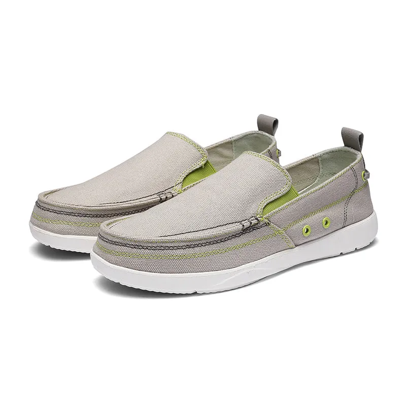 Mens Canvas Shoes Vintage Slip-on Loafers Flat Boat Shoes | runandup