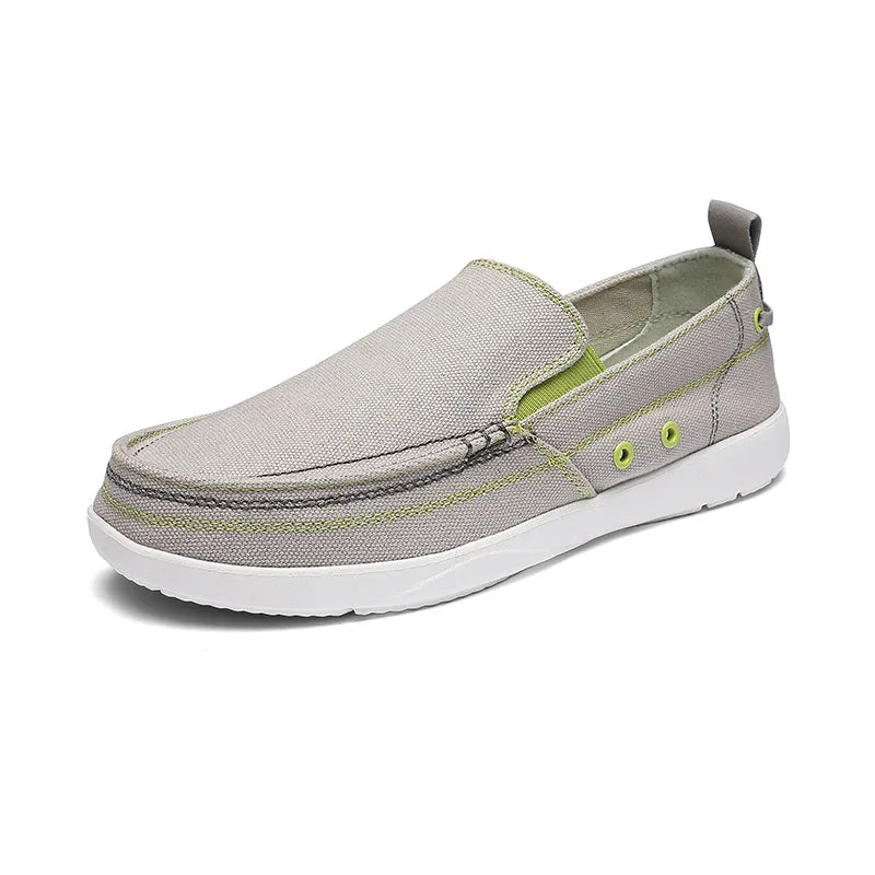 Mens Canvas Shoes Vintage Slip-on Loafers Flat Boat Shoes | runandup