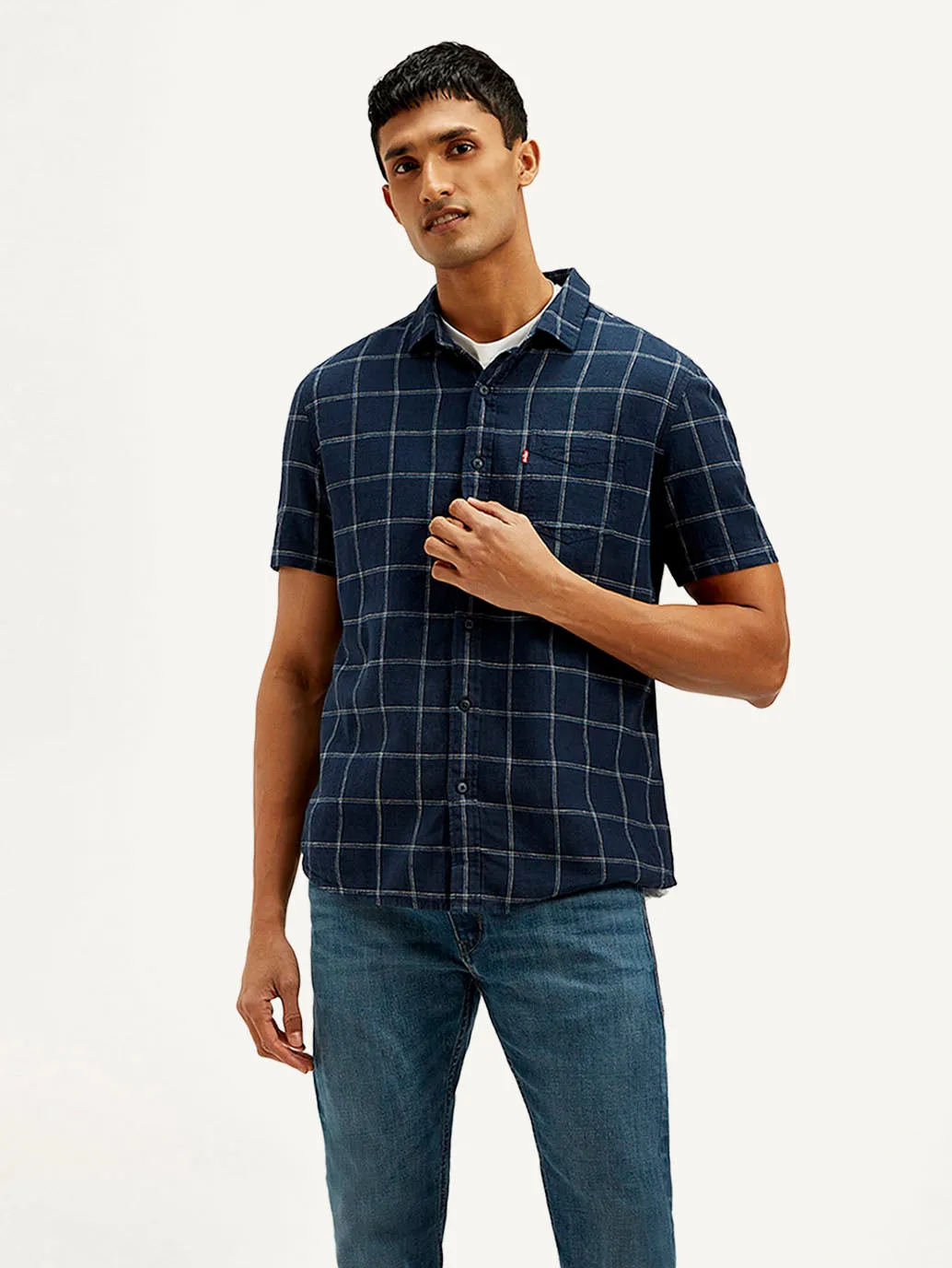 Men's Checkered Slim Fit LinenShirt