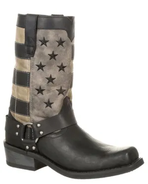 Mens Faded Flag Harness Boots