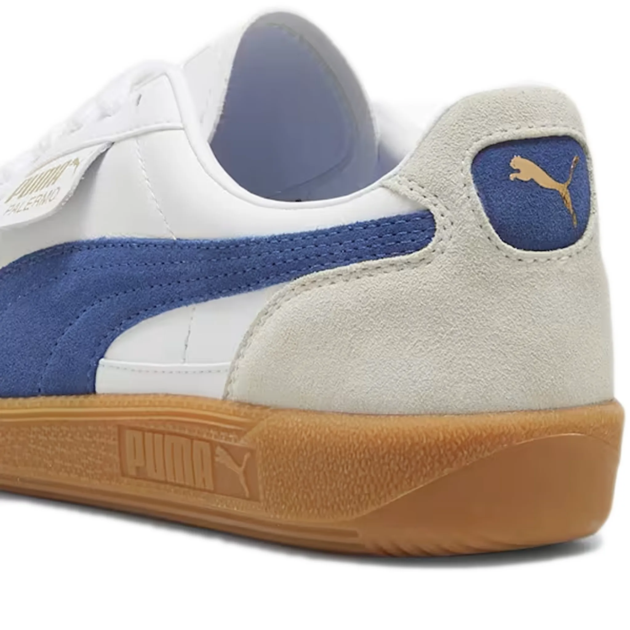 Men's Puma Palermo Leather Shoes - White/Vapor Grey/Clyde Royal