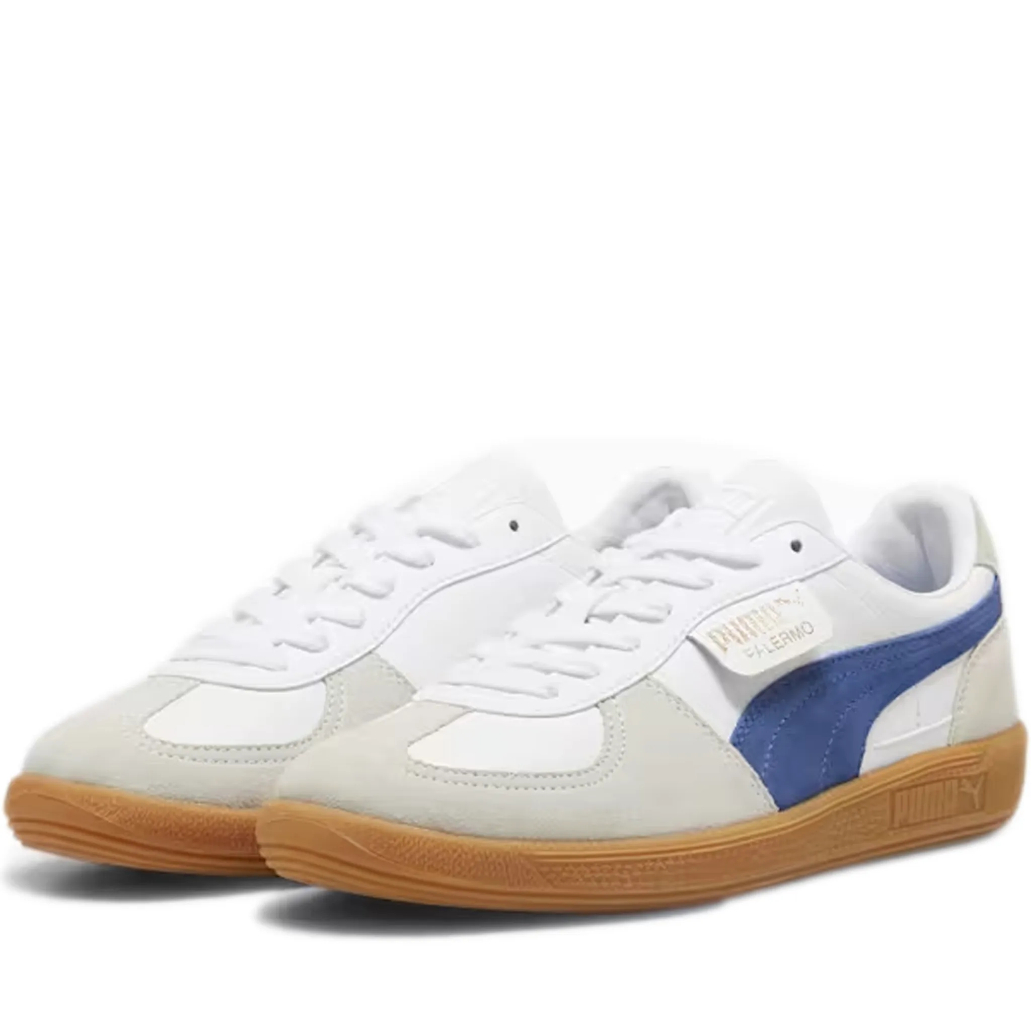 Men's Puma Palermo Leather Shoes - White/Vapor Grey/Clyde Royal