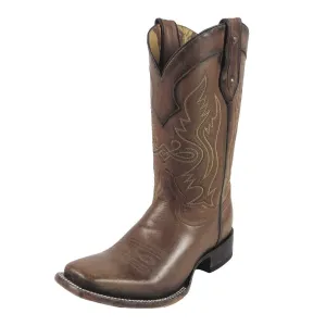 Men's Whiskey Embroidery Square Toe Boots - G1456