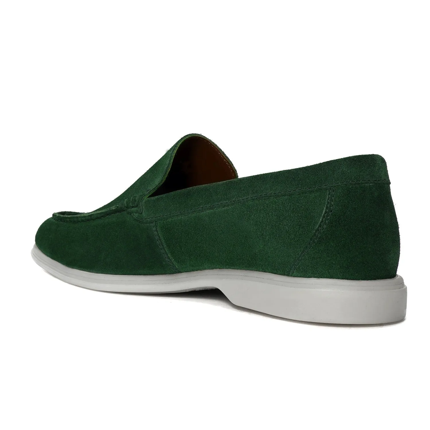 Men's Yacht Shoes in Green suede Leather