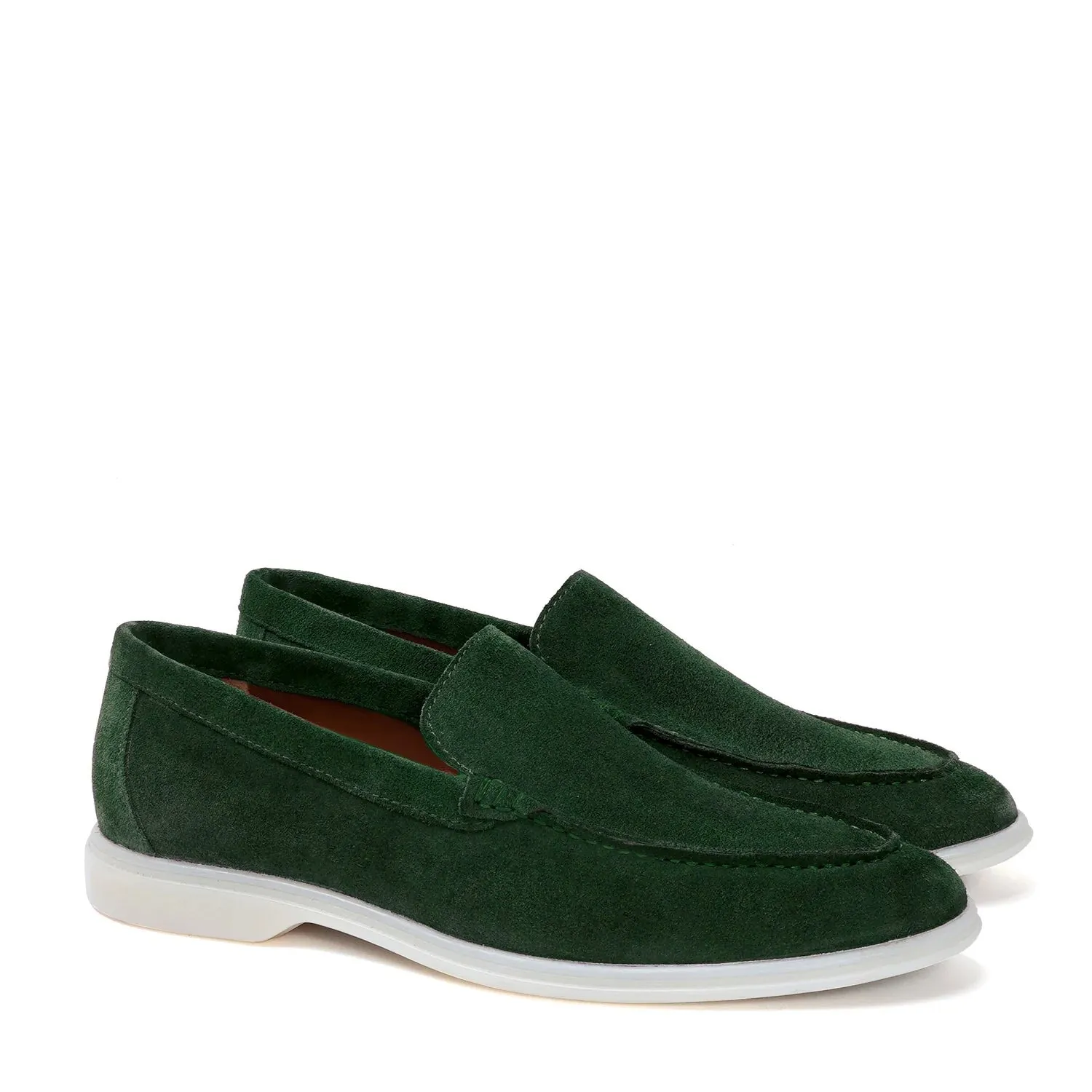 Men's Yacht Shoes in Green suede Leather