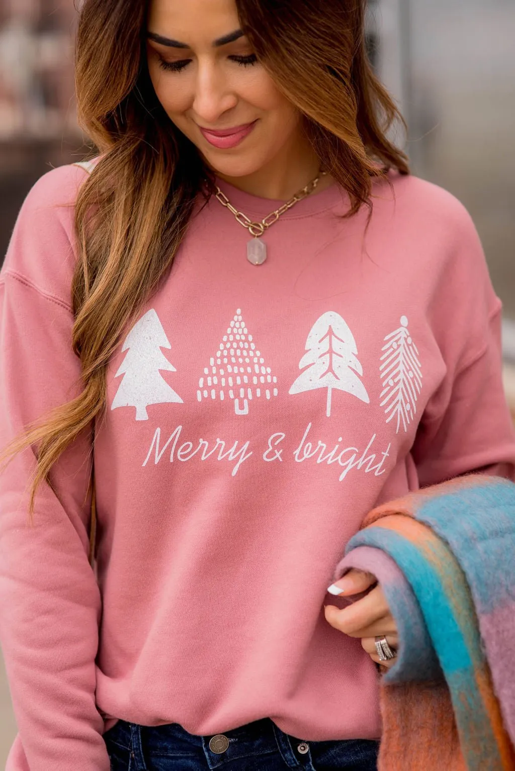 Merry & Bright Tree Graphic Crewneck