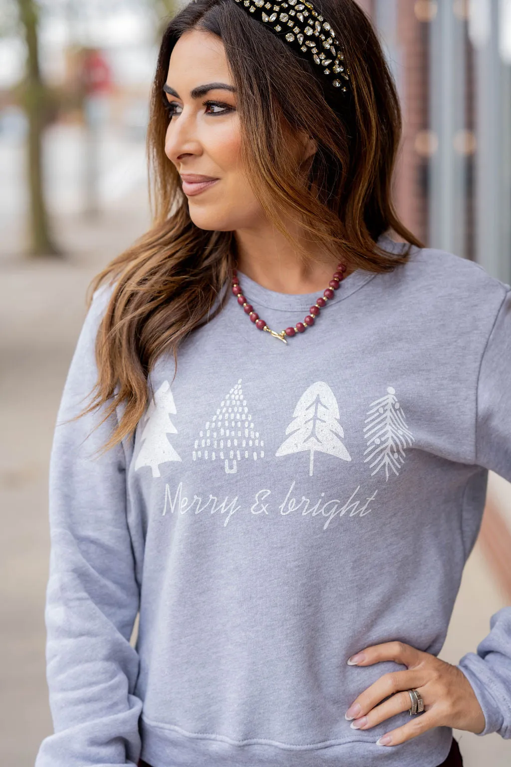 Merry & Bright Tree Graphic Crewneck