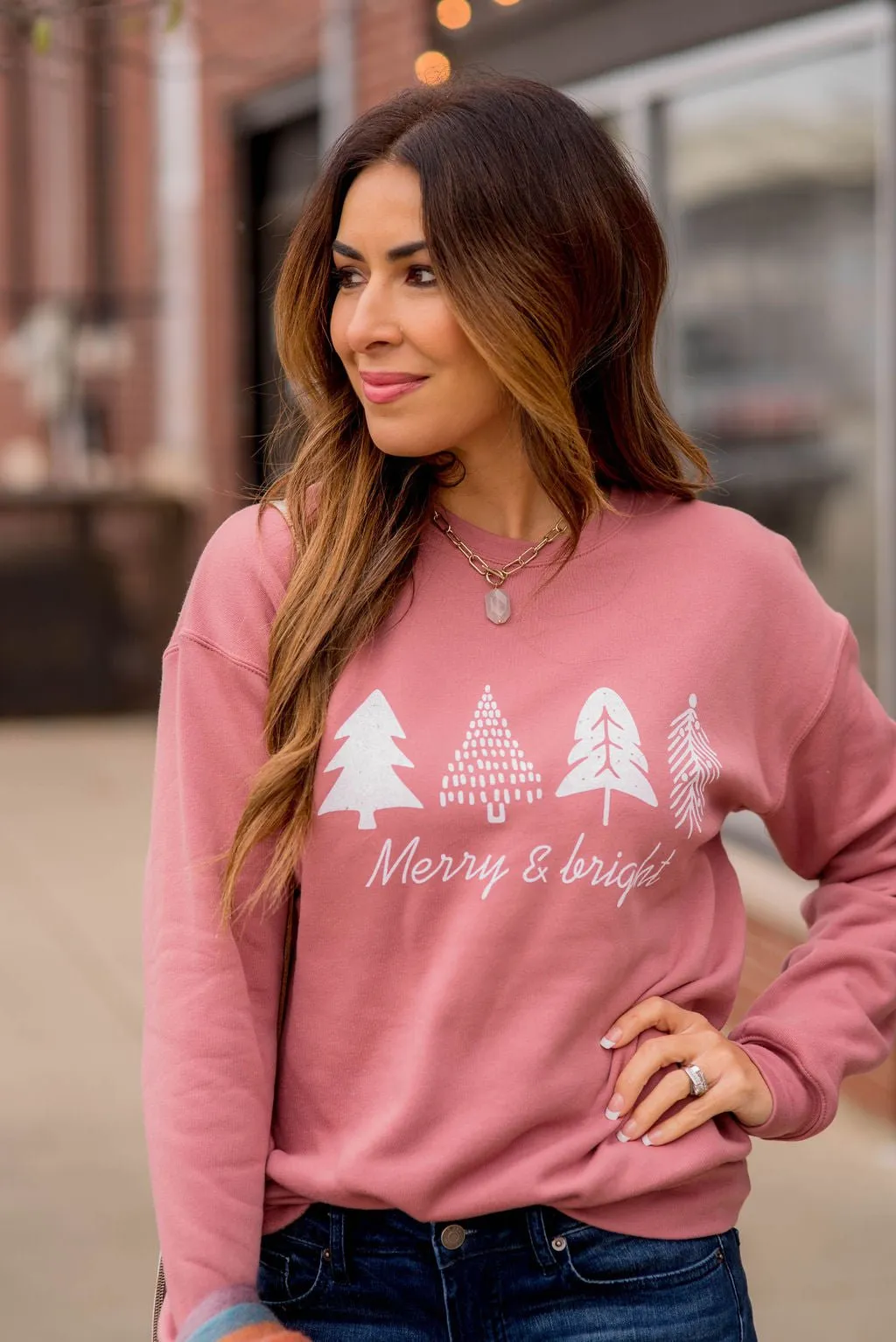 Merry & Bright Tree Graphic Crewneck