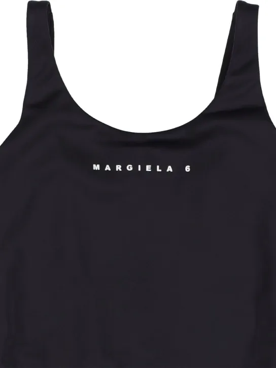 MM6 Maison Margiela   Logo print Lycra one piece swimsuit 