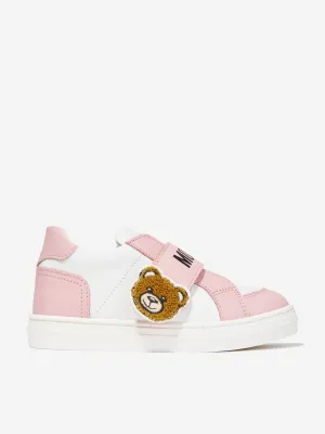 Moschino Girls Leather Teddy Patch Velcro Strap Trainers