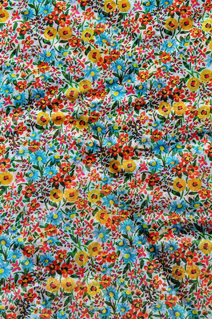 Multicolored Ditsy Floral Printed Georgette Fabric