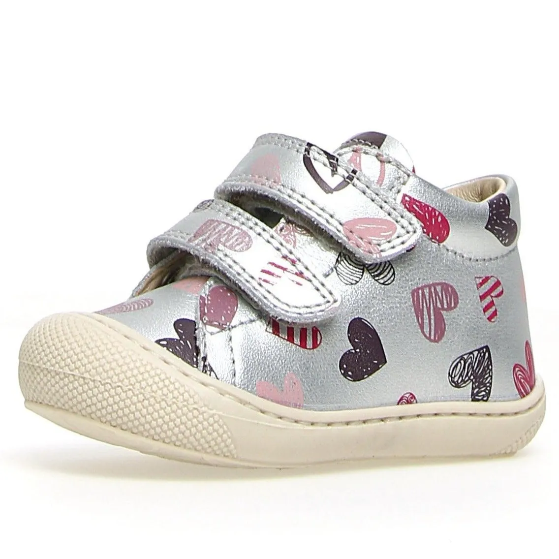 Naturino Girl's Cocoon Vl Matt Heart Sneakers - Silver