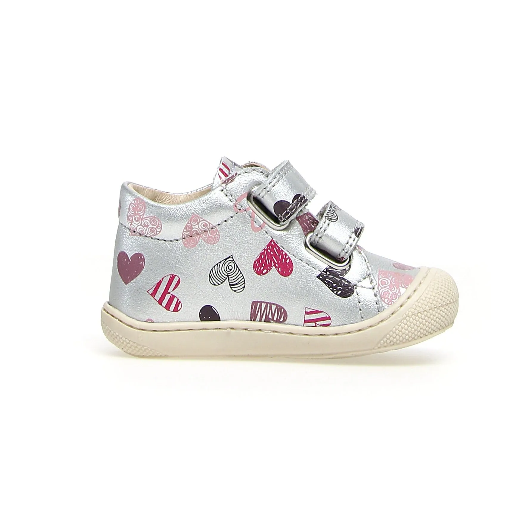 Naturino Girl's Cocoon Vl Matt Heart Sneakers - Silver