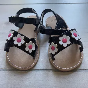 NEW Gymboree Black Patent White Floral Velcro Sandals