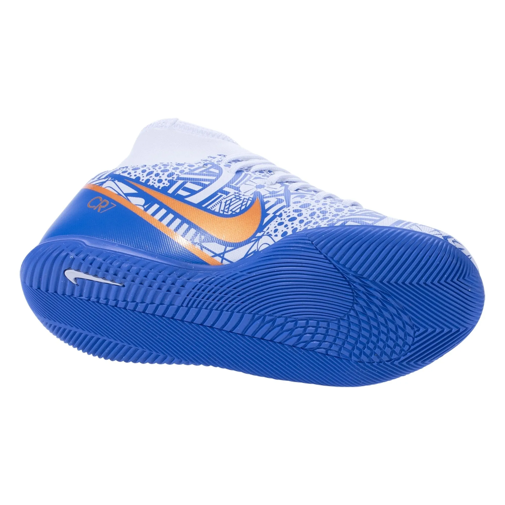 Nike Junior Superfly 9 Club CR7 IC Indoor Shoes - White/MetallicCopper/Concord/MediumBlue