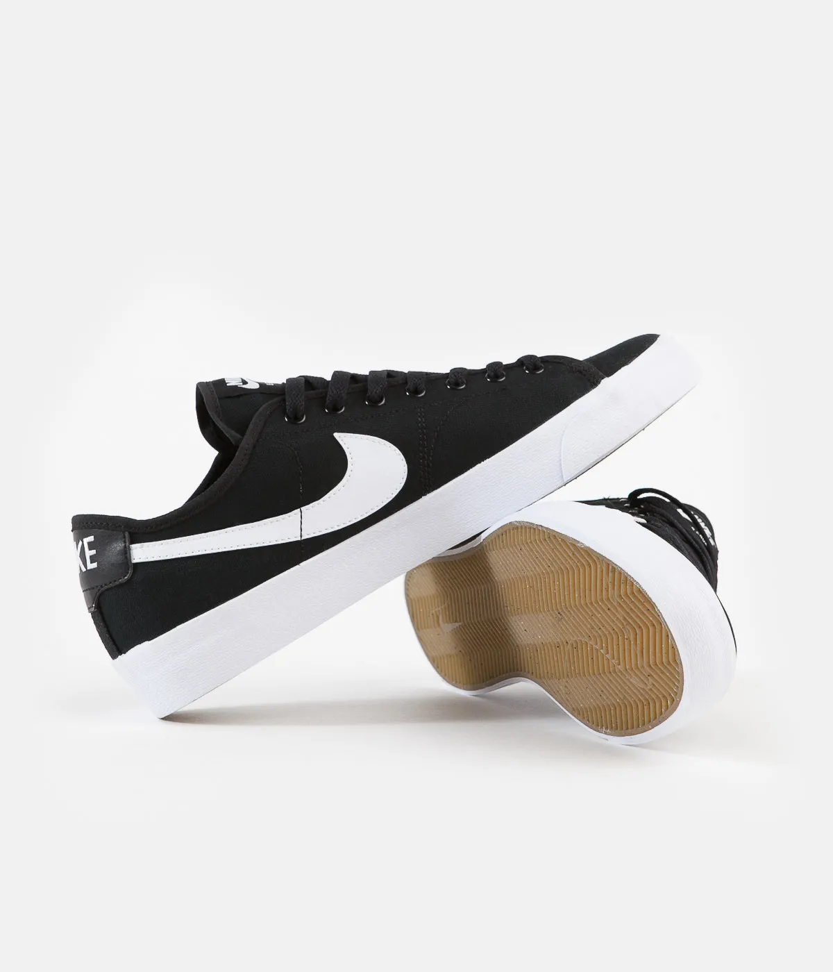 Nike SB Blazer Court Shoes - Black / White - Black - Gum Light Brown