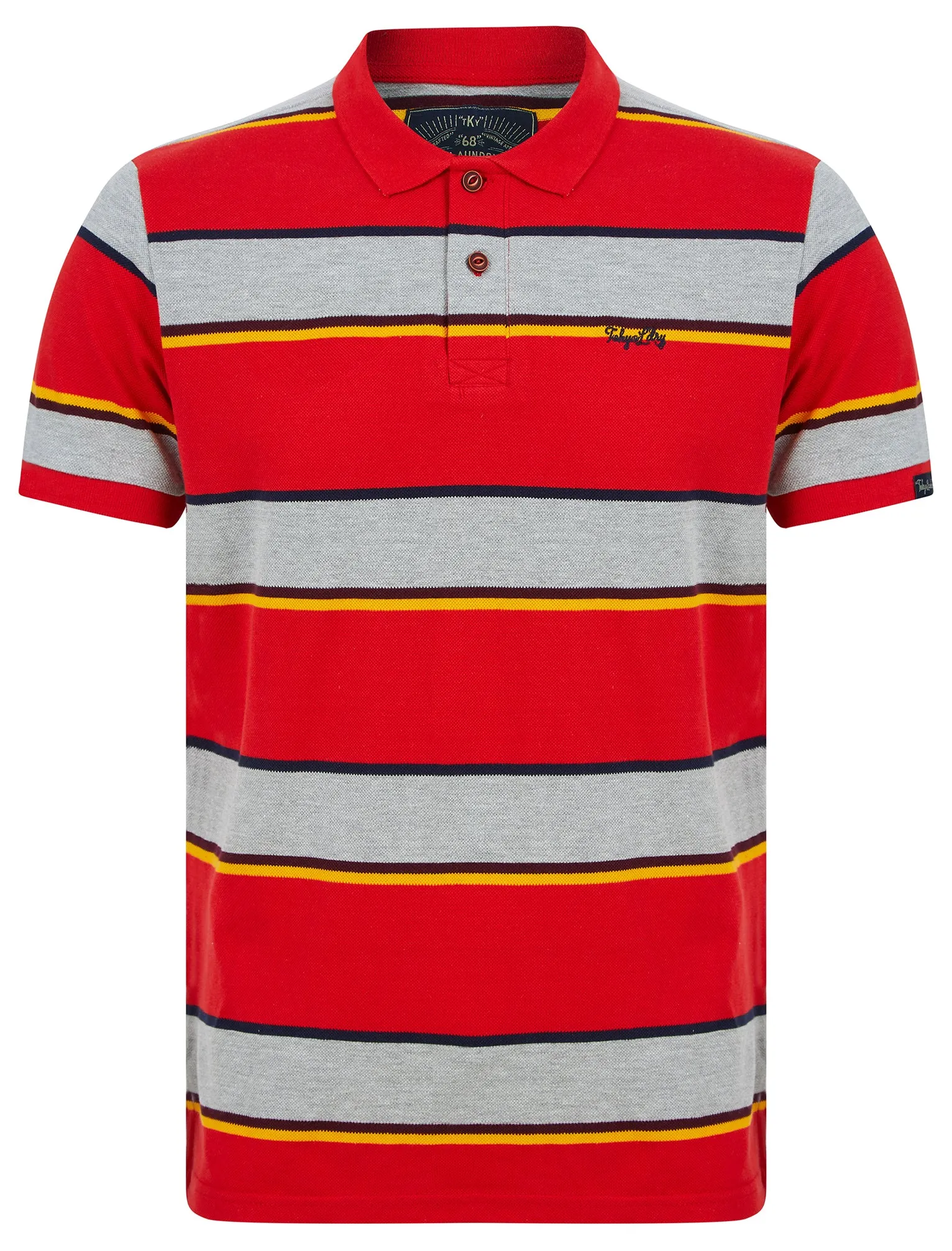 Nova Striped Cotton Pique Polo Shirt in Barados Cherry - Tokyo Laundry