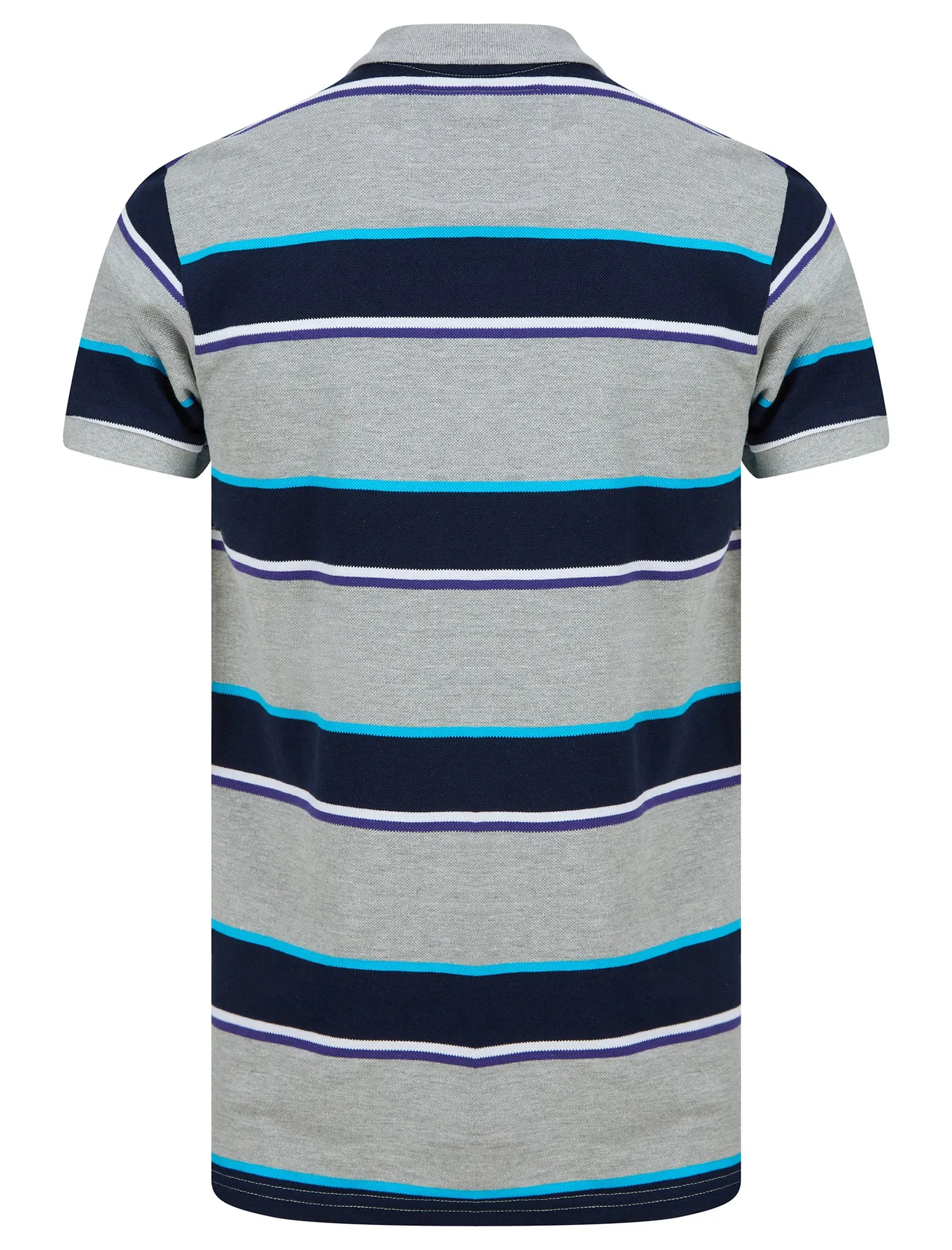 Nova Striped Cotton Pique Polo Shirt in Light Grey Marl - Tokyo Laundry