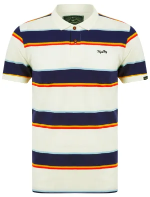 Nova Striped Cotton Pique Polo Shirt in Snow White - Tokyo Laundry