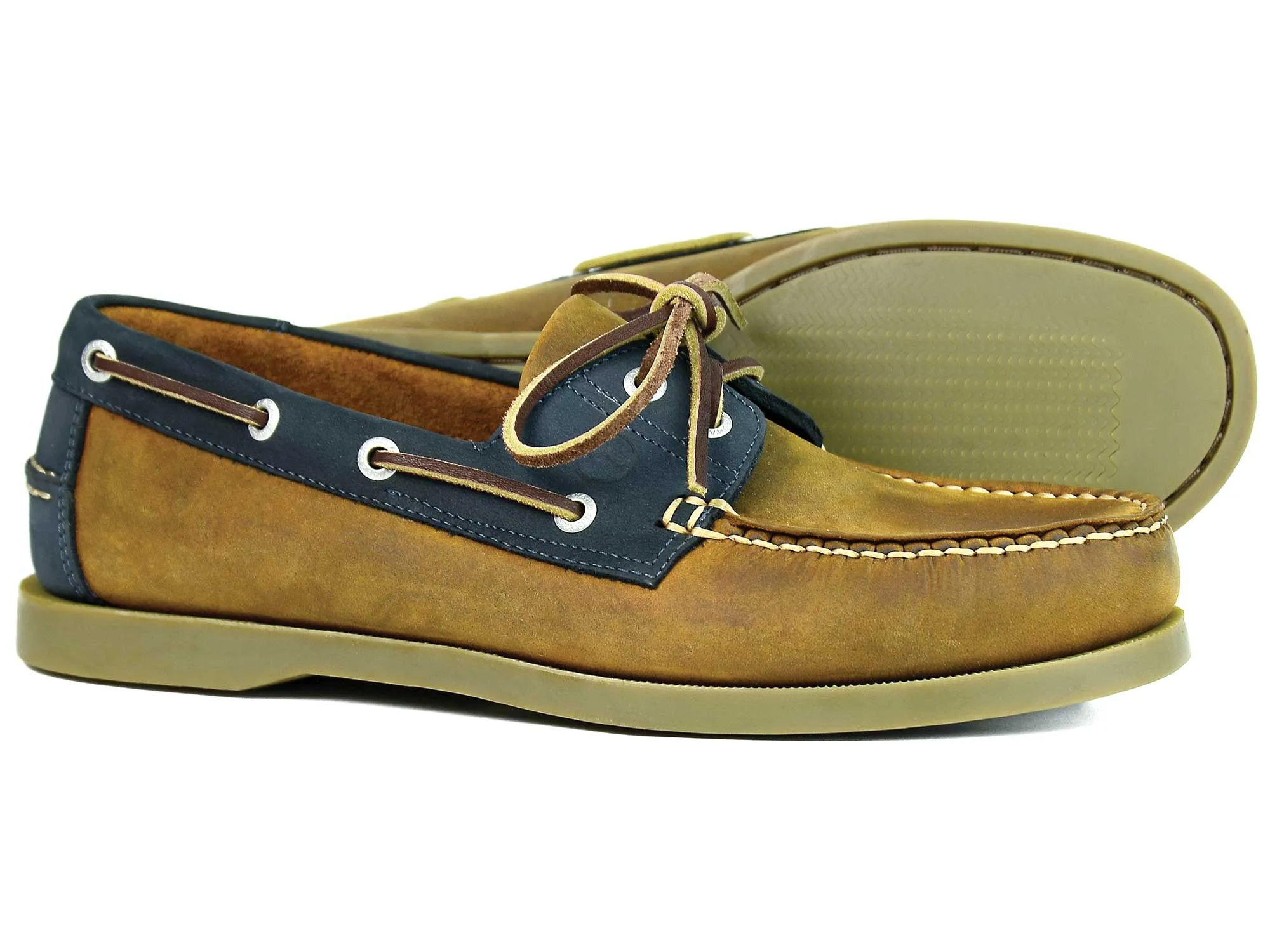 OAKLAND Mens Sand Navy Nubuck Deck Shoes by Orca Bay