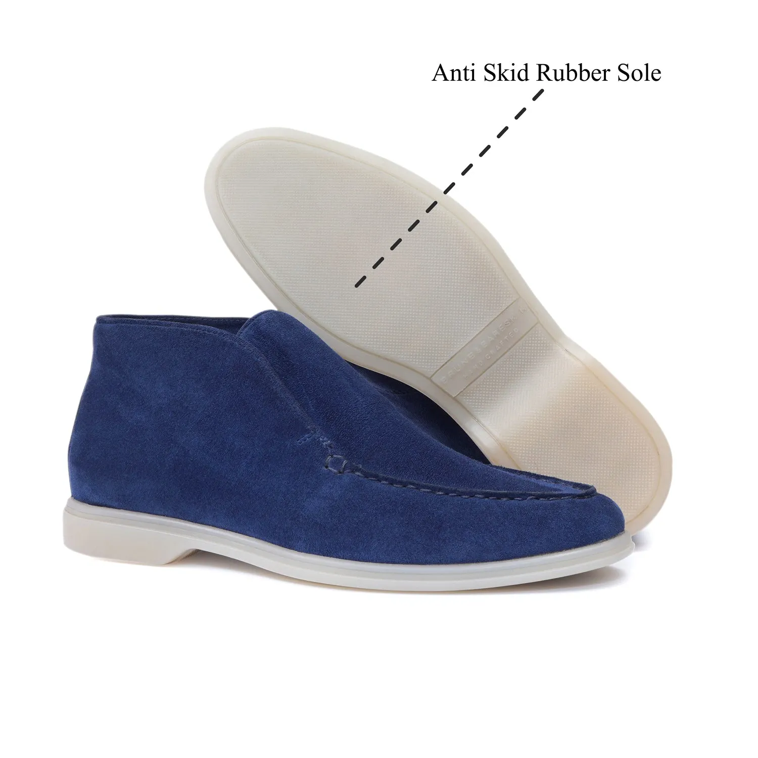 Open Walk Blue Suede Leather Yacht Boots