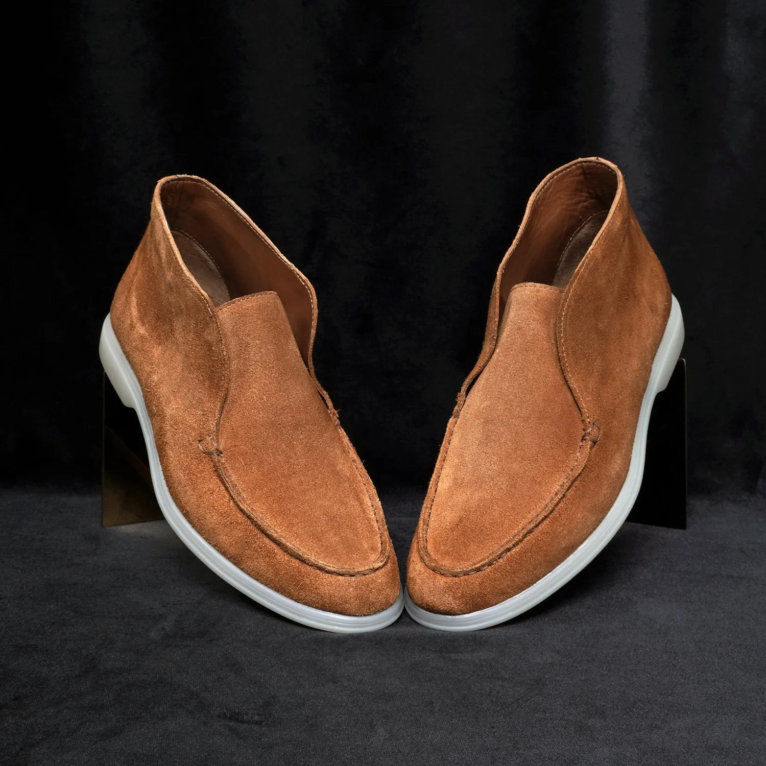 Open Walk Tan Suede Leather Yacht Boots