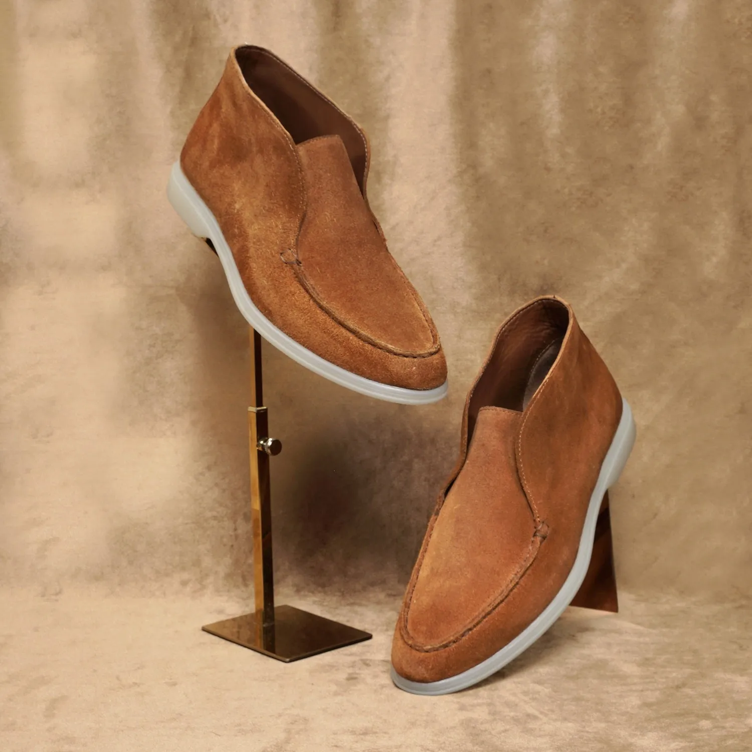 Open Walk Tan Suede Leather Yacht Boots