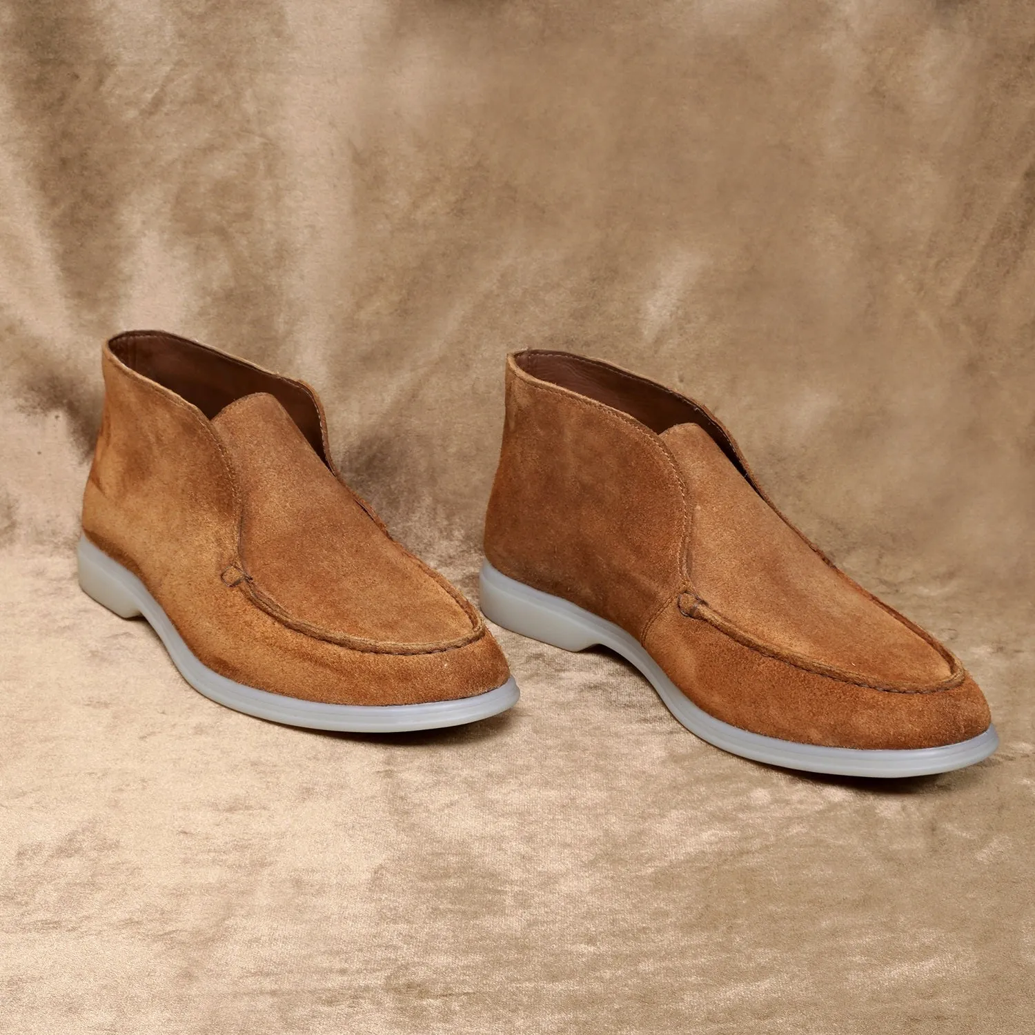 Open Walk Tan Suede Leather Yacht Boots