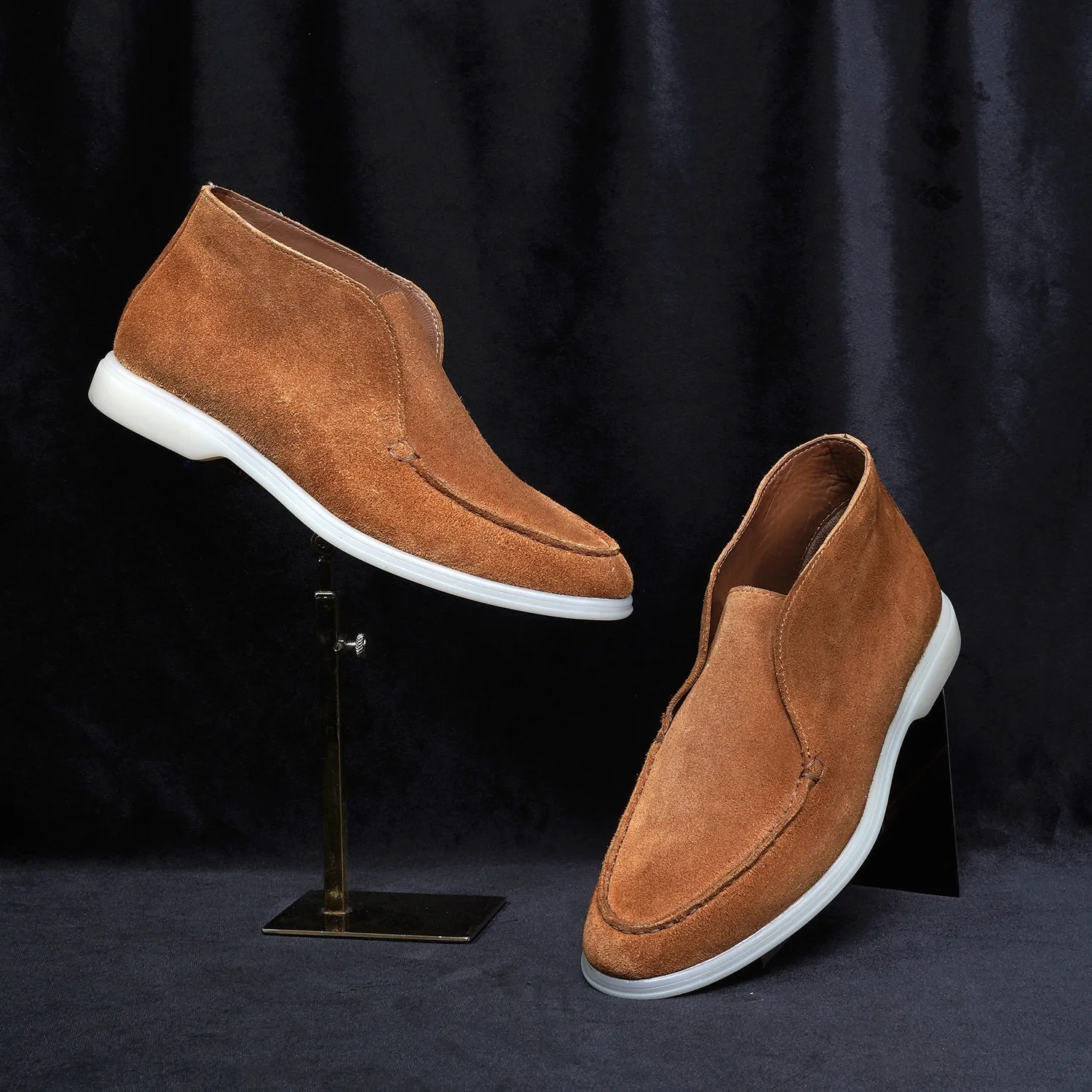 Open Walk Tan Suede Leather Yacht Boots