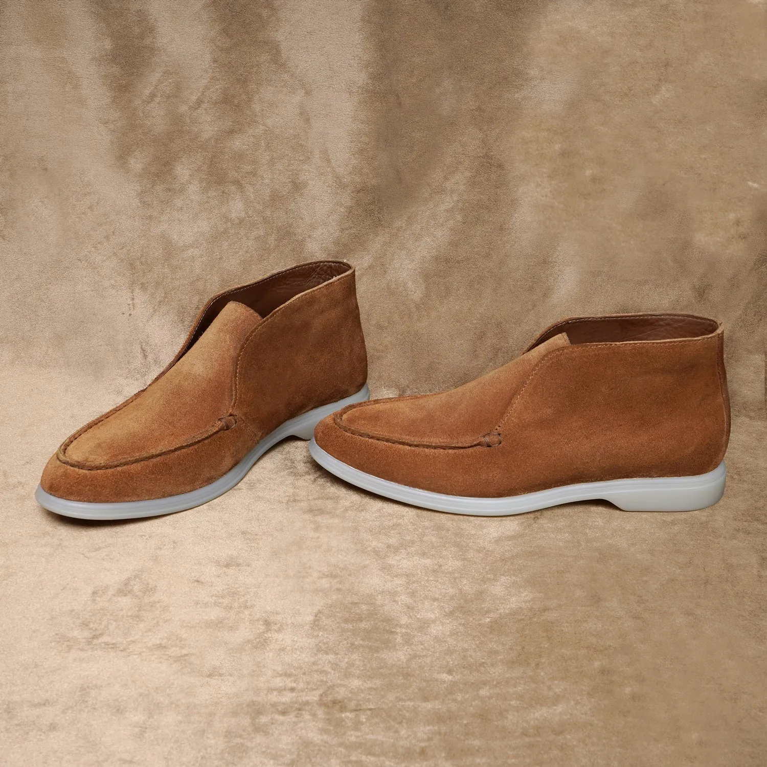 Open Walk Tan Suede Leather Yacht Boots