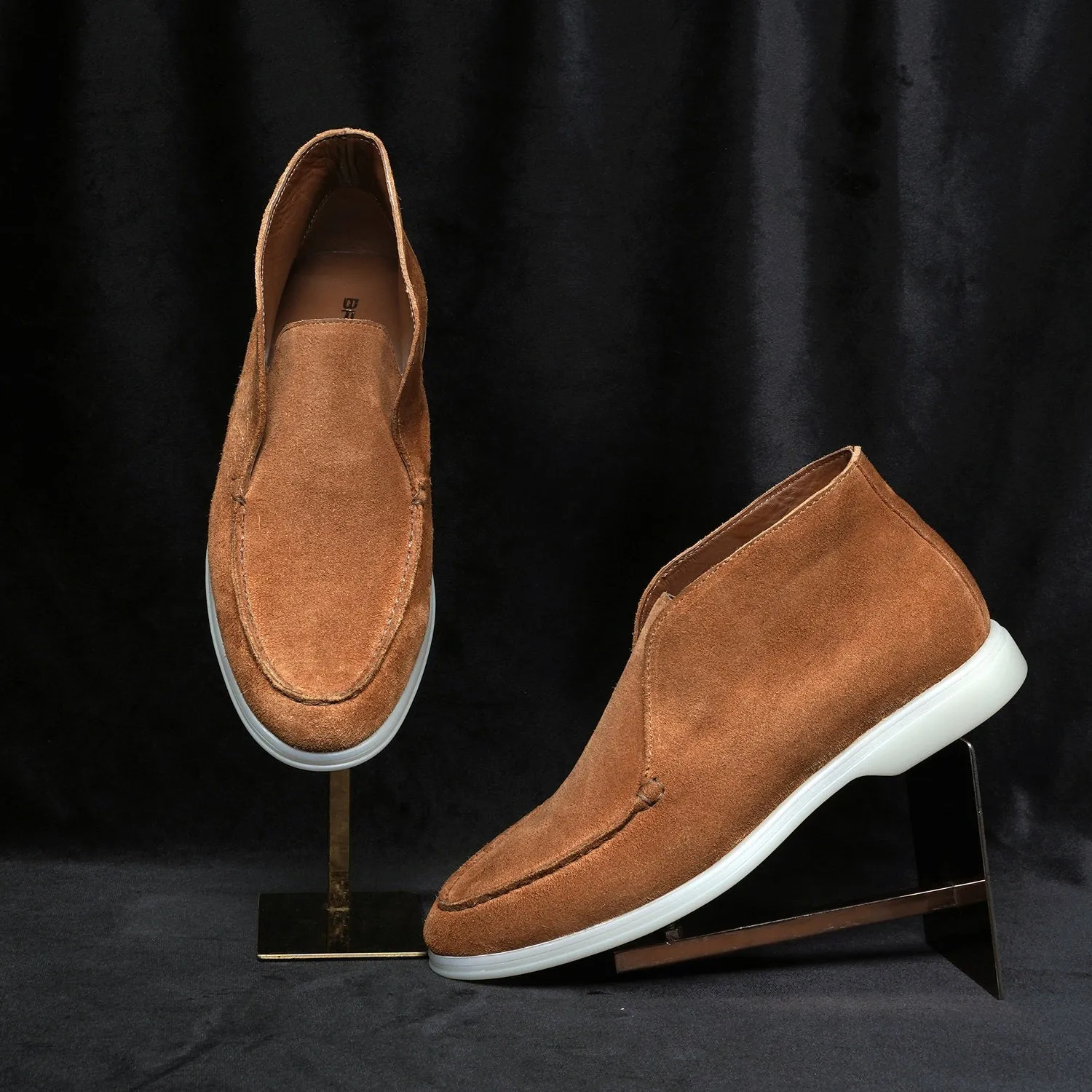 Open Walk Tan Suede Leather Yacht Boots