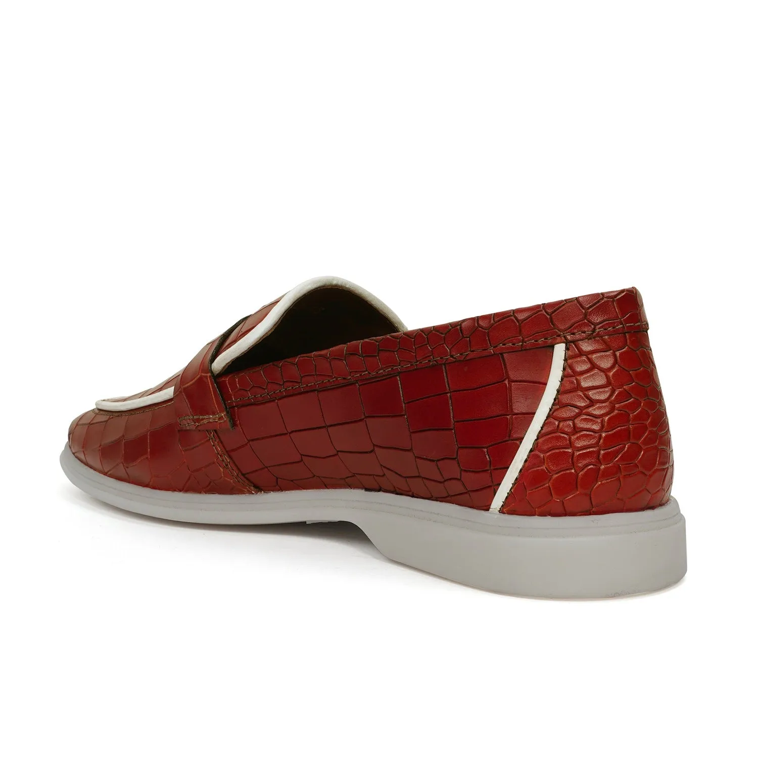 Orangish Summer yacht Shoes with Tasseled Metal Initial