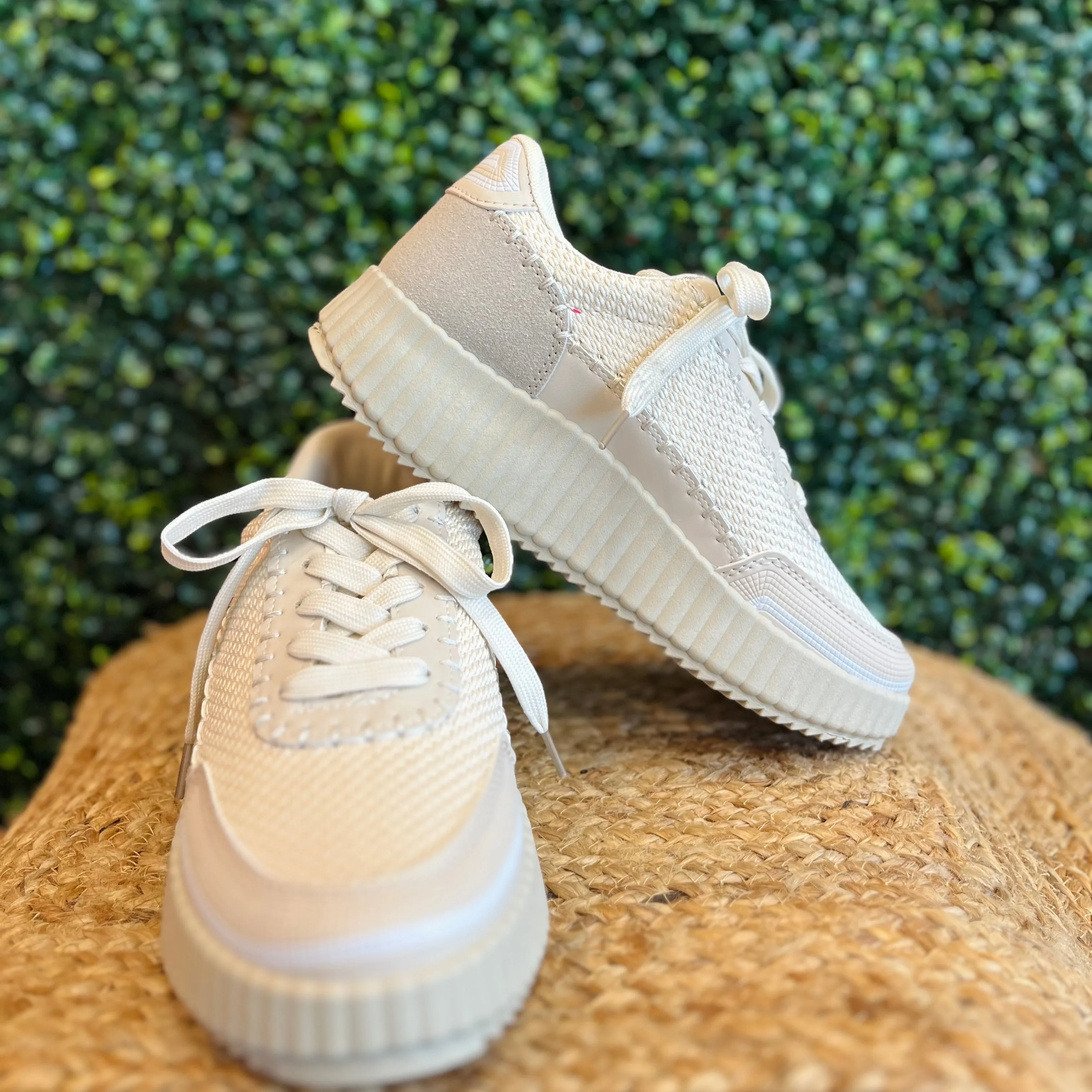 Out & About Cream Textured Platform Sneakers