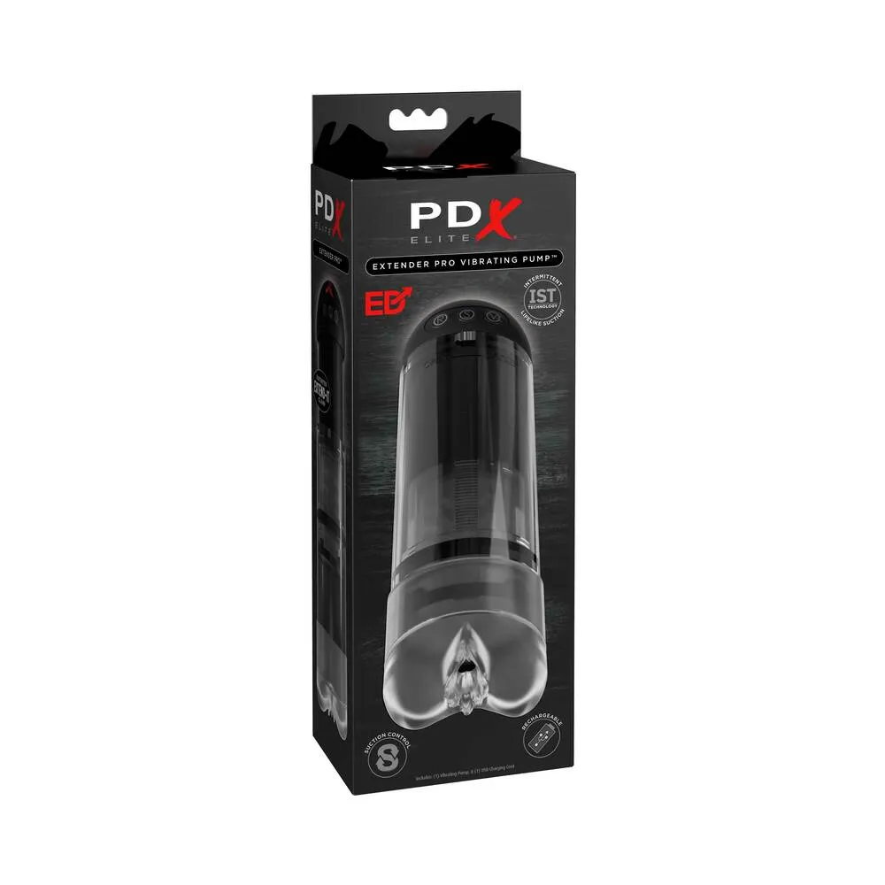 PDX Elite Extender Pro Rechargeable Vibrating Penis Pump Clear/Black