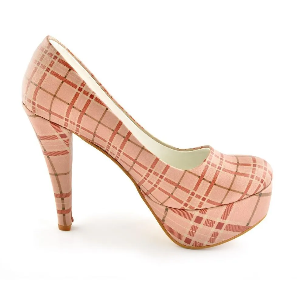 Pink Squares Heel Shoes PLT2009