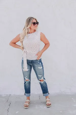 Polka Dot Side Tie Top