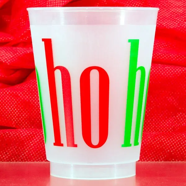 Pre-Printed 16 Oz. Frosted Christmas Party Cocktail Cups