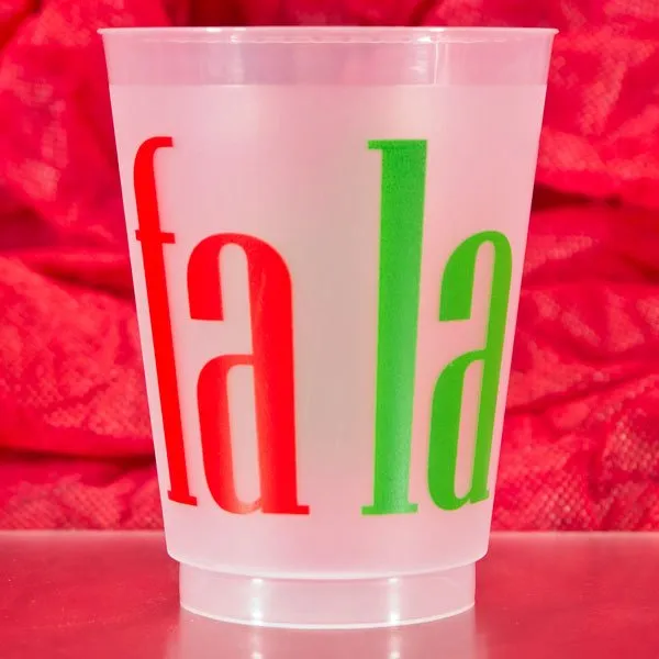 Pre-Printed 16 Oz. Frosted Christmas Party Cocktail Cups