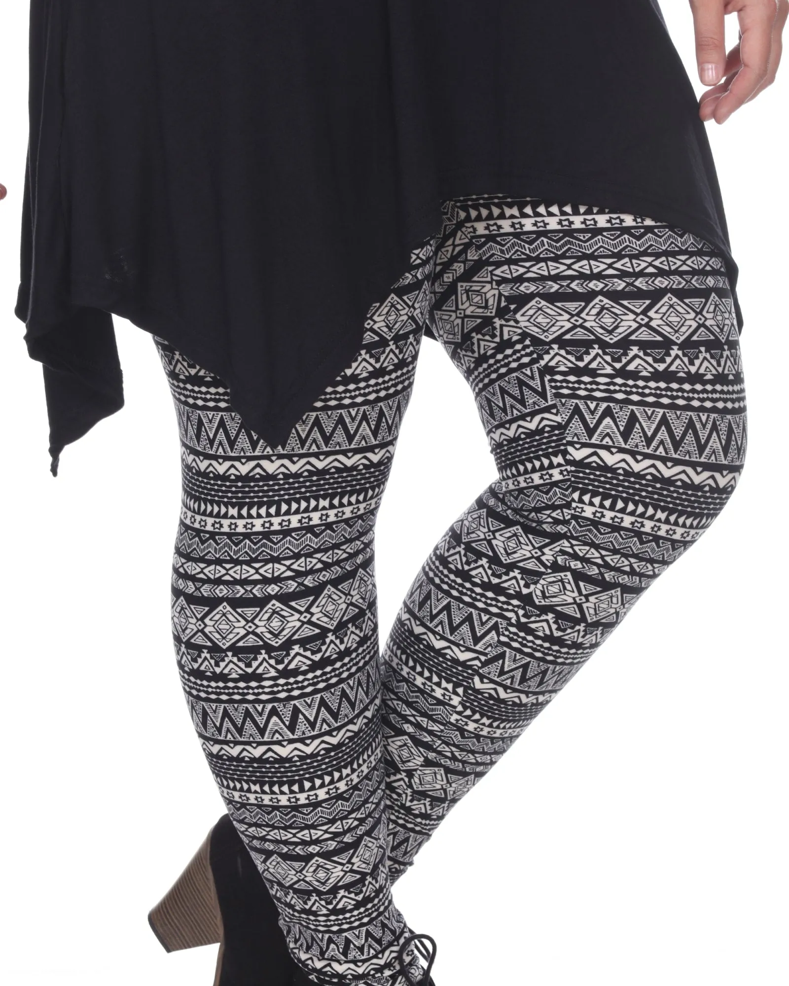 Printed Leggings | Black White Geometric