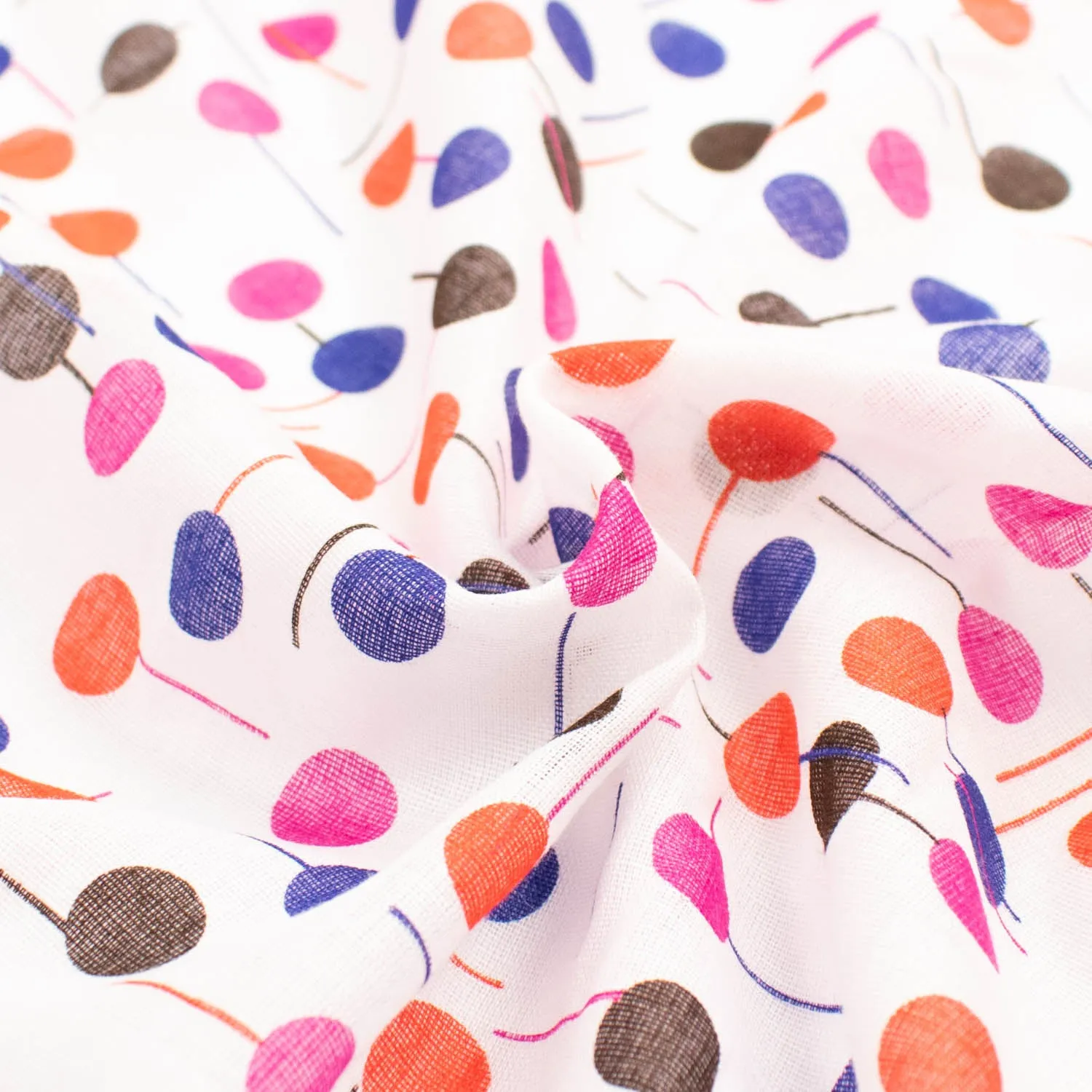 Printed Voile Red & Blue Dots