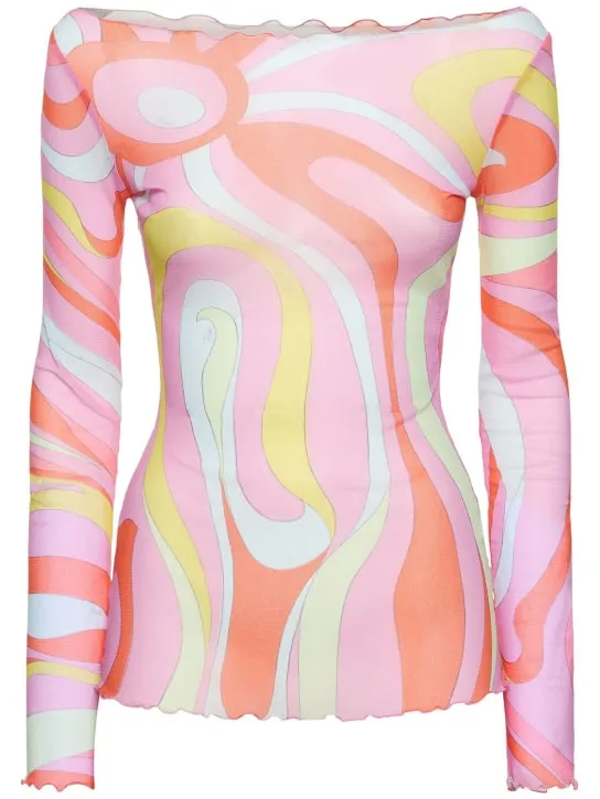 Pucci   Printed mesh t-shirt 