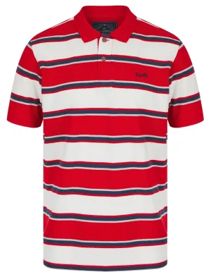 Rilo Striped Cotton Pique Polo Shirt in Barados Cherry - Tokyo Laundry