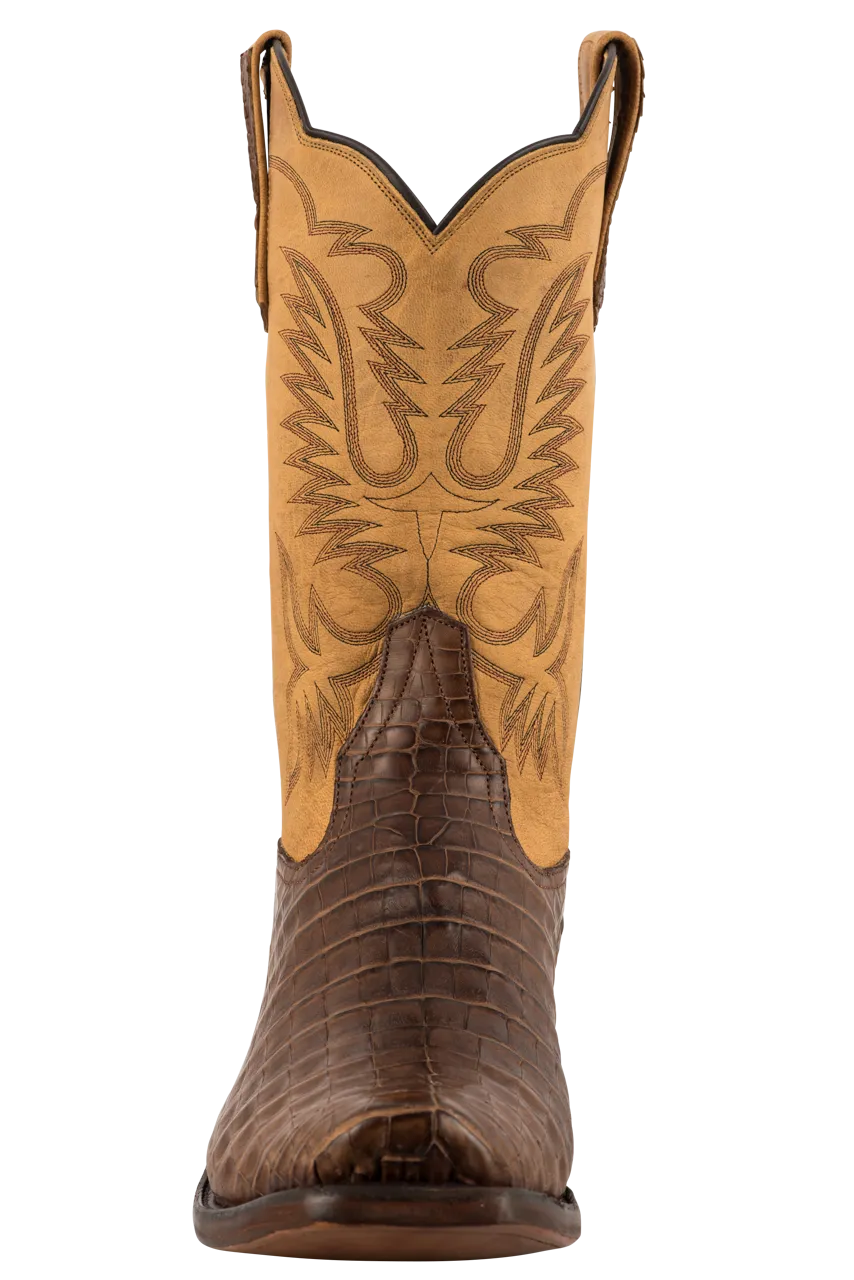 Rios of Mercedes Suave Caiman Belly Cowboy Boots - Chocolate