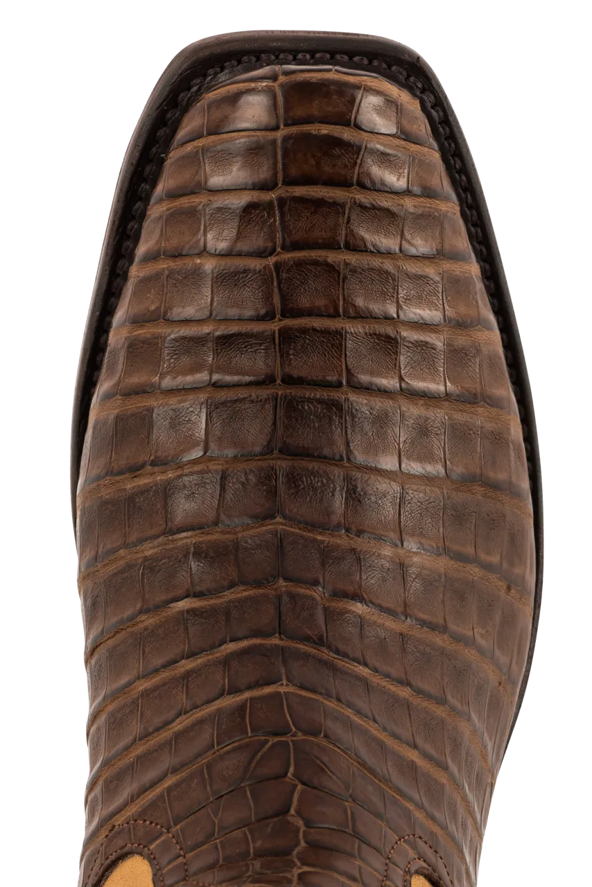 Rios of Mercedes Suave Caiman Belly Cowboy Boots - Chocolate