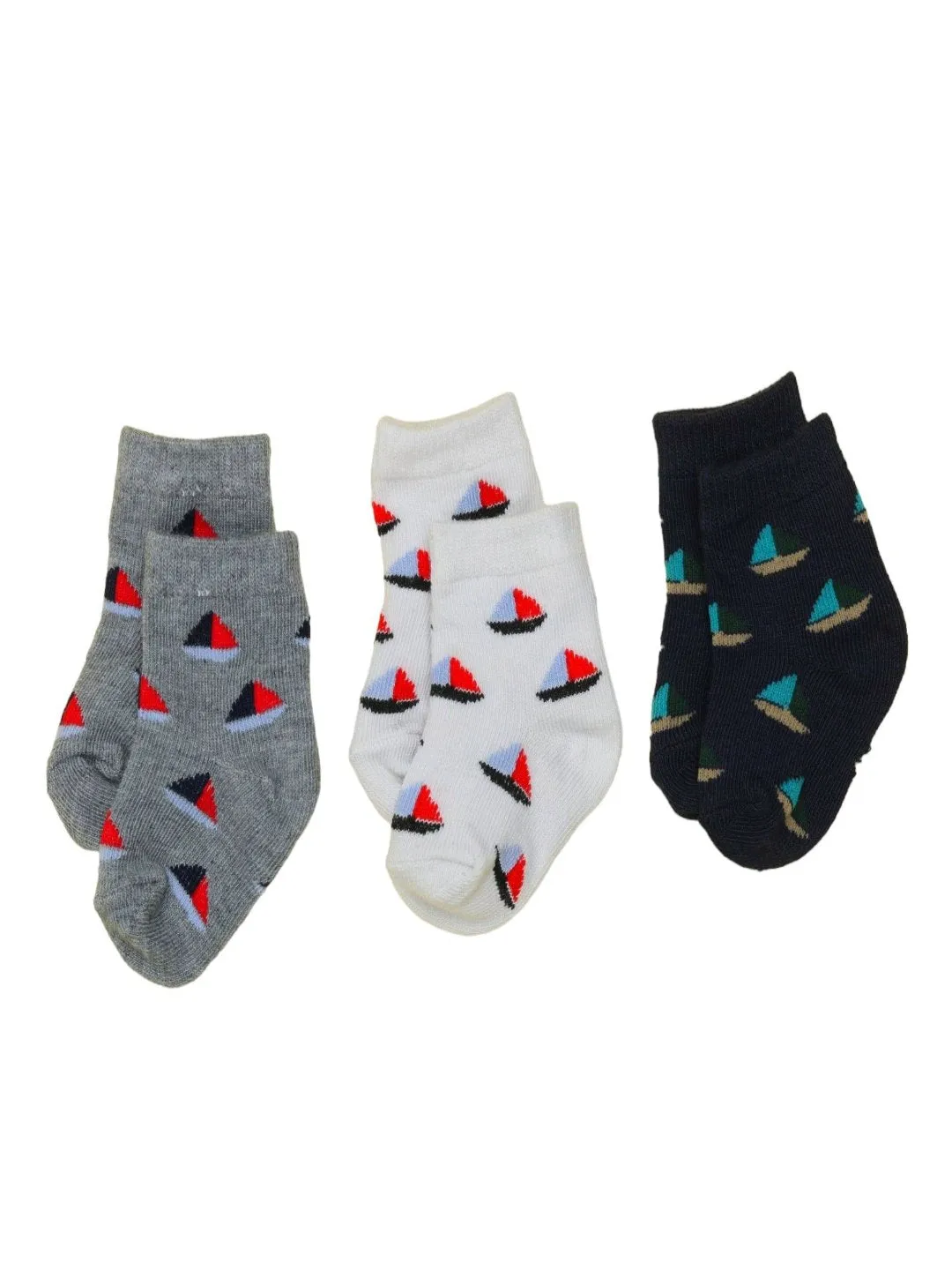 Sailor's Delight Boat Printed Crew-Length Socks Set for Baby Boys