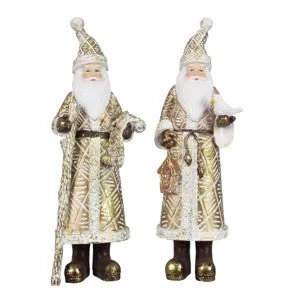 Short Resin Santa Claus with Walking Stick or Holding Bird